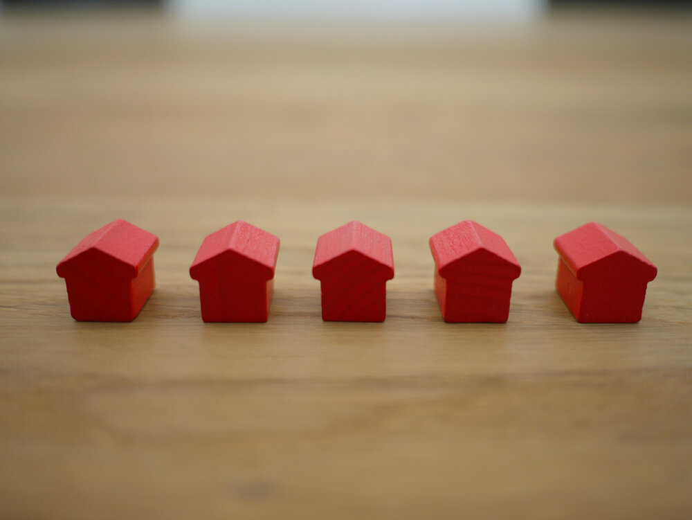 red miniature houses