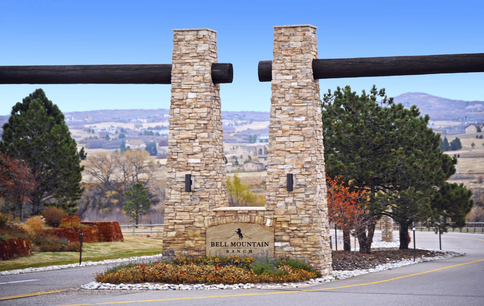 Bell Mountain Ranch entrance monument in Castle Rock, CO